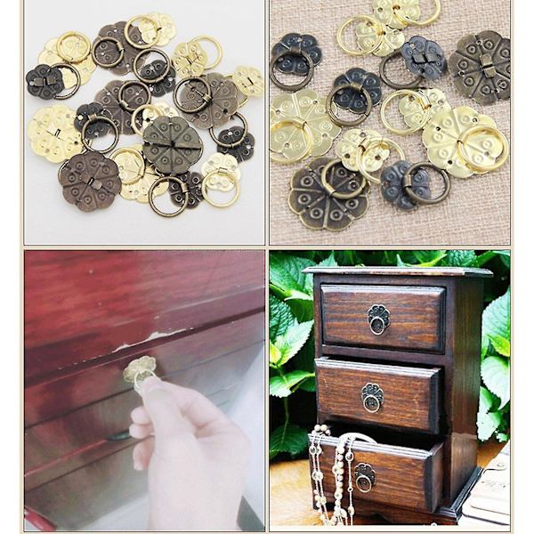 100 stk Mini Skab Lågegreb Antik Skab Håndtag Vintage Ringgreb L-bronze long needle