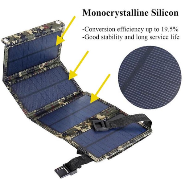 Utomhus Mobiltelefon Solpanel Laddningsväska Liten Storlek Portabel Solpanel Vikbar Väska