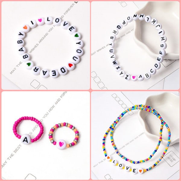 3850 akrylperler 3mm 7mm bogstavsperler til smykkefremstilling