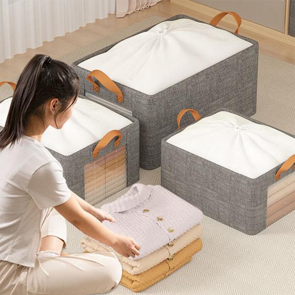 Skab Garderobeskuffe Fugtsikker Stor Kapacitet Kurv Til Stue Beige Large Size