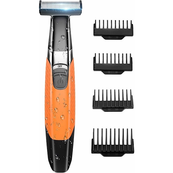 Skjeggtrimmer for menn, vaskbar USB-oppladbar trådløs elektrisk barbermaskin for menn, ansikt/kropp, skjeggtrimmer