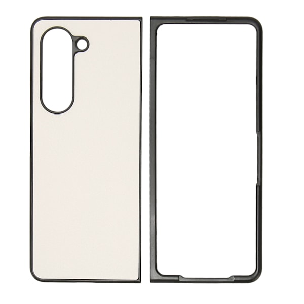 Kokoontaitettava puhelimen suojakotelo synteettisestä nahasta Samsung Galaxy Z Fold 5:lle, kaksivärinen litsikuvio, valkoinen