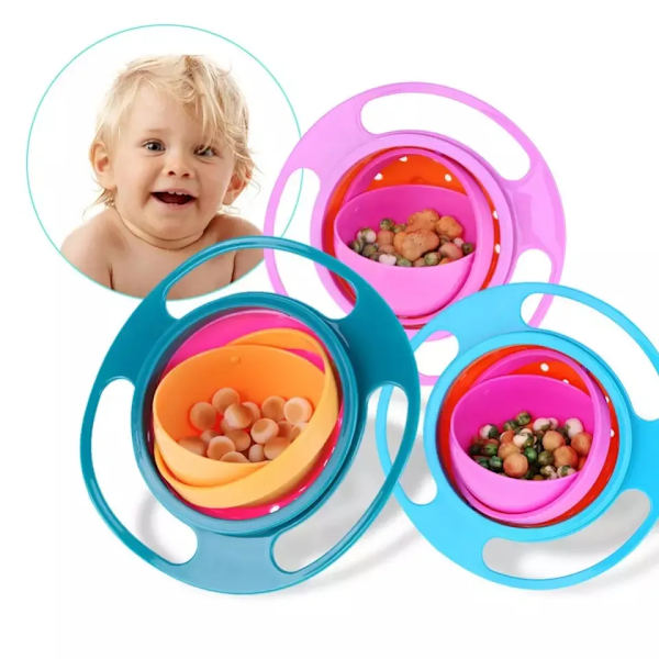 Universal Gyro Praktisk Design Barnskål blå red