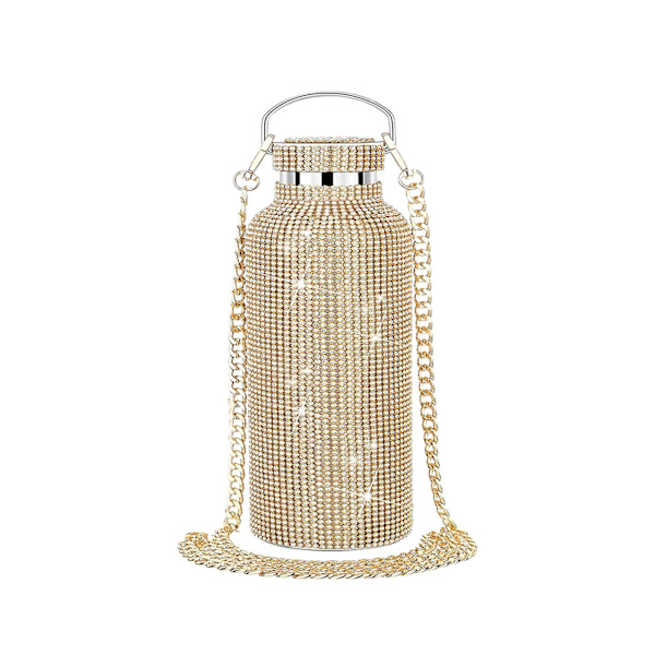 350ml 500ml 750ml Gjenbrukbar Bling Diamond termosflasker Bærbar glitter strass vannflaske rustfritt stål termisk 500mL Gold