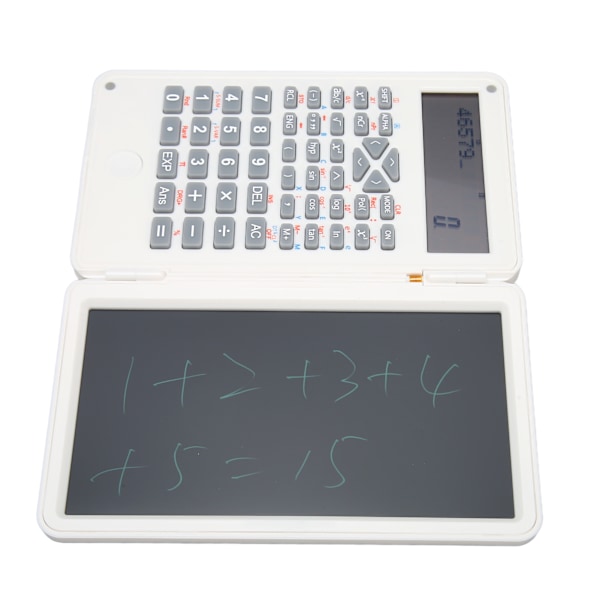 Miniräknare med anteckningsblock, portabel 10-siffrig LCD-display, vetenskaplig räknare för skola, kontor, möten och familj, vit