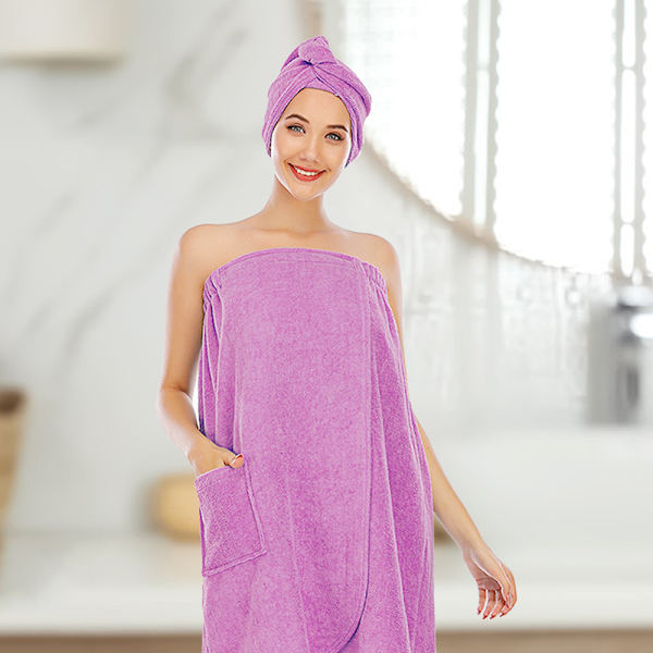 Kvinnor Badhandduk för Spa-dusch med hår Turban, , Violet XL