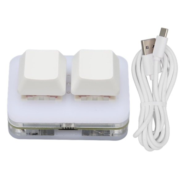 USB 2-knapps Mini Tastatur med Tilpassbar RGB LED Bakgrunnsbelysning, Makroprogrammering for Windows, OS X og Linux (Hvit)