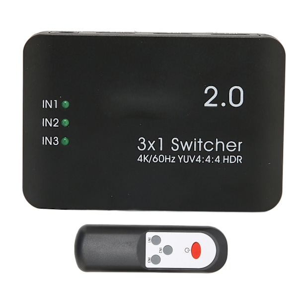 4K HD Multimedia Interface 2.0 Switcher 3 inn 1 ut Stabil 4K 60Hz HD Multimedia Interface Velger Hub