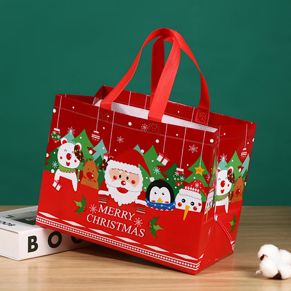 6ST Store Julegaveposer Innpakning Gave Festveske Xmas Miljøvennlige Poser Red Santa