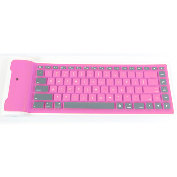 Foldbart bærbart Silent Click Silent-Silicone Vandtæt Rulleudløser Keyboard Slankt genopladeligt Lille-Pink