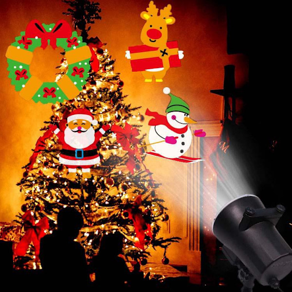 Highlight 12-Korts Projeksjonslampe, LED Snøfnugg Lampe, Mini Fargerik Juledekorasjon Plenlampe (US Standard)