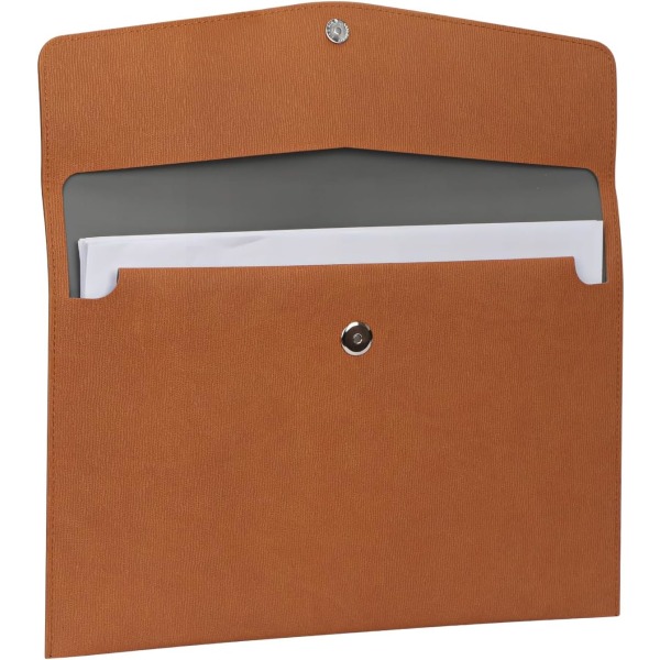 A4-dokumentmappe, PU-læder A4-lomme Kuvert Mappe Pengebøger Plastdokument ekspanderende organizer Portfolio Case Brun