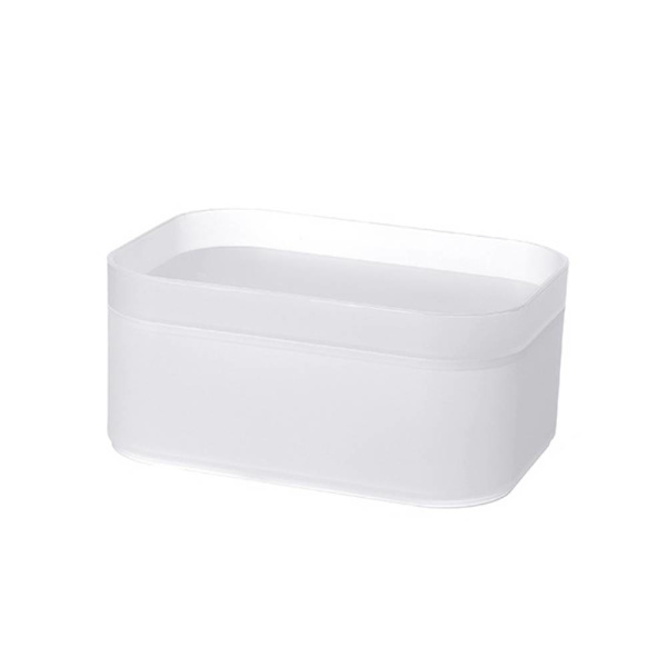 Opbevaringsboks med frostet rum i plast, kosmetik til skrivebordet White 6 grid（15.5*11*7cm）