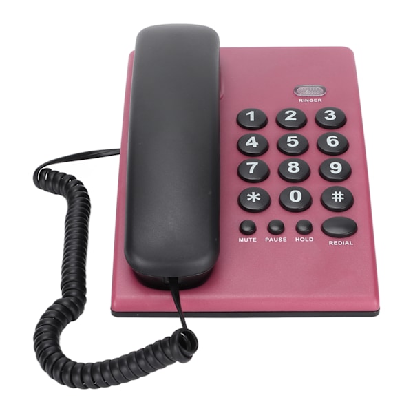 KXT504 Fastnettelefon til hjemmet, multifunktionel batterifri fastnettelefon med dobbelt magnetisk håndsæt til kontorhotel (Rose Red)