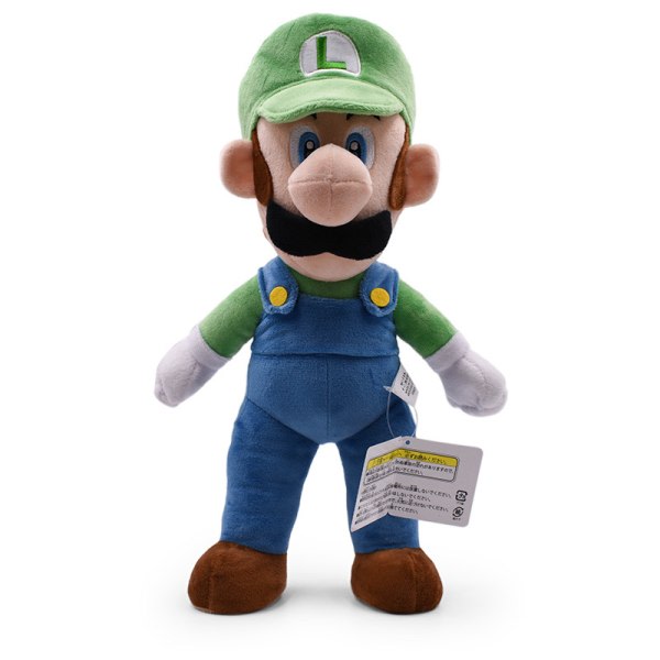 Super Mario All-Stars 1415 Luigi stoppad plyschleksak, 16 tum, flerfärgad stående Luigi Green