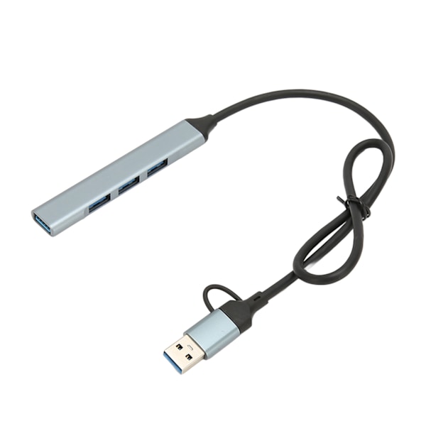 Type C Hub 4 Porttia 5Gbps Alumiiniseos Plug and Play Space Gray USB 3.0 Telakointiasema Pöytäkoneelle Kannettavalle PC:lle