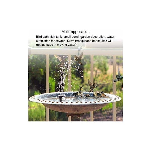 2.5W Solarpump med Inbyggt Batteri, Utomhus Solcellsdriven Vattenpumpsats för Fågelbad, Damm, Pool, Uteplats, Trädgårdsdekoration