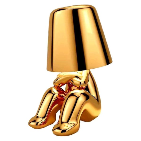 Yöpöydän kosketusvalaisin, villainen Thinker-pöytälamppu pöytälamppu johdoton ladattava kannettava koristeellinen yöpöytälamppu USB-latauksella gold G