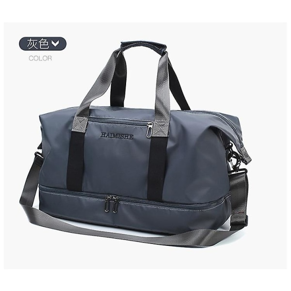 Weekendbagger Reisebagasje Gymvesker Vanntette Nylon Sportshåndvesker Dame Yogaveske Gray