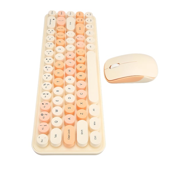 USB Tangentbord Mus 2.4G Trådlöst 68 Tangenter Låg Förbrukning Retro Söt ABS Gaming Tangentbord Mus för PC Tawny Blandad Färg
