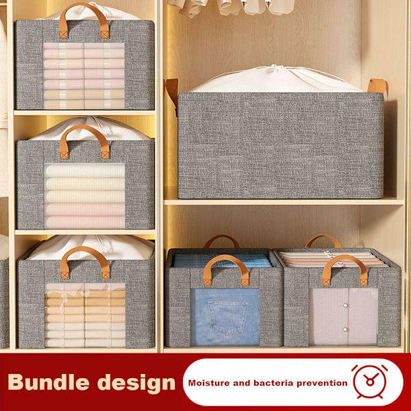 Garderob Förvaringslåda Fuktsäker Stor Kapacitet Korg För Vardagsrum Grey Extra Large