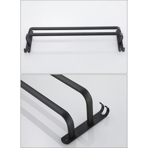Dobbeltlags 50 cm aluminium håndklædeholder sort rum håndklædeholder badehåndklædeholder egnet til badeværelse, toilet osv., til hjemmekøkken, toilet, badeværelse