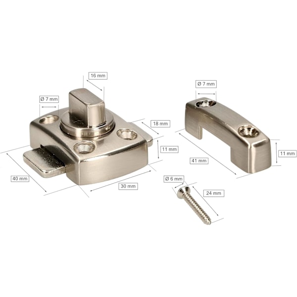 SizeName WC Dörrlås - Nickel - 40 x 40mm