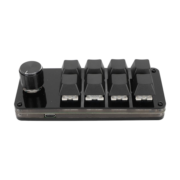 Mini 8-tasters tastatur med drejeknap, brugerdefinerbar programmering, hot-swappable, blåt switch-tastatur, kabeladskillelse, makro mekanisk tastatur