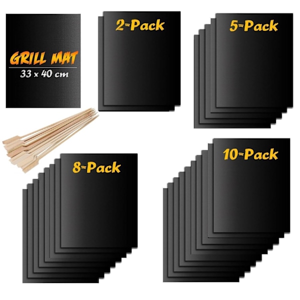 Non Stick Grillmatta Ugnsmatta & Bakningsmatta - Non Stick 10-PACK GRILLMATTA