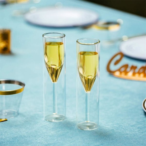 Bulk Dubbelvägg Kristall Champagneglas, Klassisk Tulpanbägare