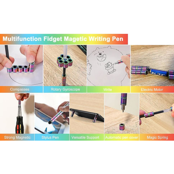 Magneettinen napa Fidget Penna Metall Magnet Leksak Anti-stress lahja