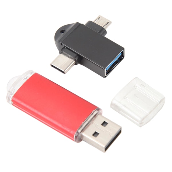 USB-minne Kompakt Portabel USB-minne med USB till Typ C och Micro USB-adapter för Windows 98 för OS X 9 Röd 128GB