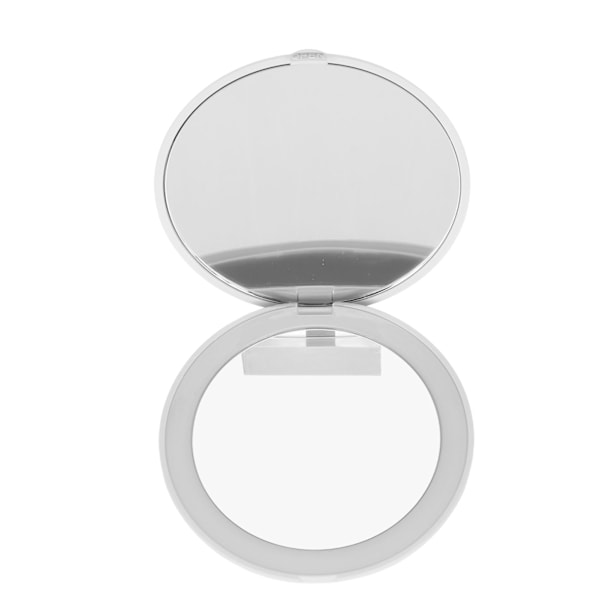 3,5\" LED Makeup Spejl Bærbart 1X 2X Forstørrelse 6500K Sammenklappeligt Håndholdt Dobbeltsidet Belyst Spejl til Rejser Hvid