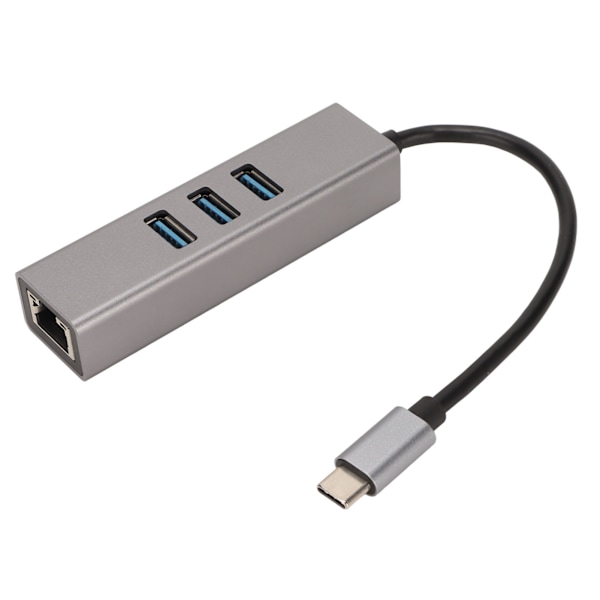USB C Hub USB C - RJ45 -sovitin 5 Gbps Plug and Play USB -telakointiasema Windowsille, OS X:lle ja Linuxille, hopeanharmaa