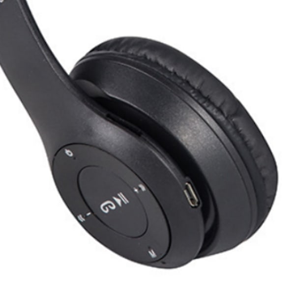 Bluetooth-kuulokkeet Langattomat Stereo Plug in Card Taitettavat Over Ear -kuulokkeet pelaamiseen, musta