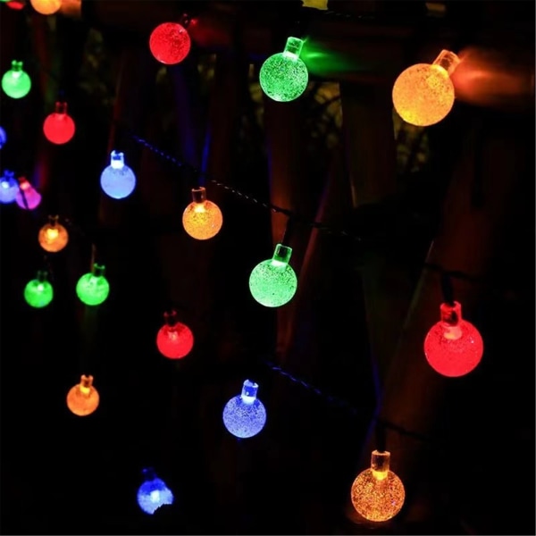 Solcelledrevet Lysstreng Fe-Krystal Kuglelys Julepynt white 6.5 meters 30 lights