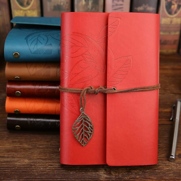 Vintage Retro Pu- cover Notebook Journal Dagbok, Bladmönster Spiral Blank String Daily Notepad, Kraftpapper, Retro Hängen, Klassisk präglad,