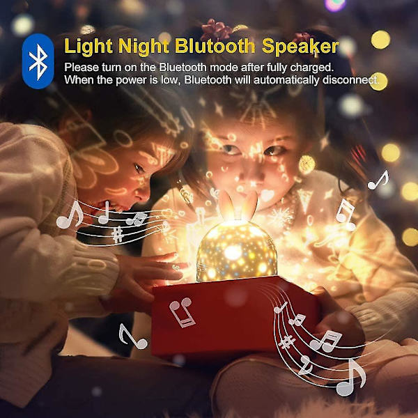 Natlys til børn, Timer Fjernbetjening Bluetooth Natlys Stjerne Projektorlampe Farver skifter