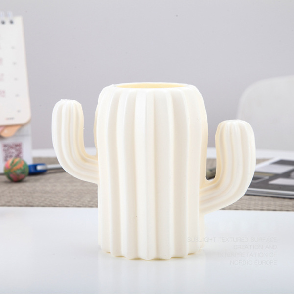 för Creative Cactus Desktop Organizer Blyertspenna Pennhållare Behållare Borstkruka Brevpapper Skolkontorsmaterial White