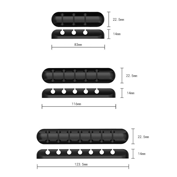 Cable Organizer Cable Clip Hållare Silikon Cable Management 3 holes