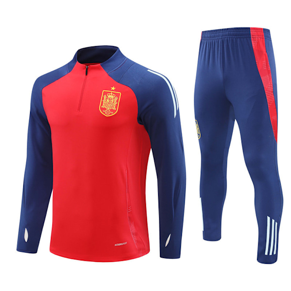 2425 Ny halv dragkedja fotbollsträningskläder höst vinter set för vuxna och barn Spain/Red Spain/Red 2XL