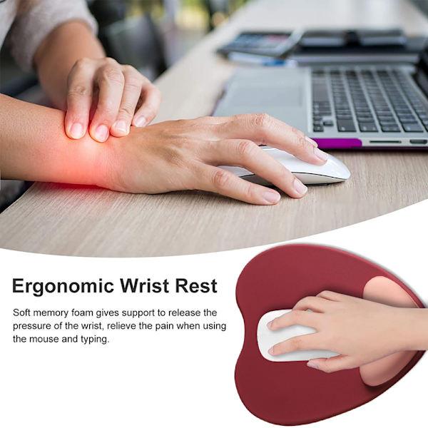 Ergonominen sydämenmuotoinen hiirimatto, jossa geelirannetuki Claret