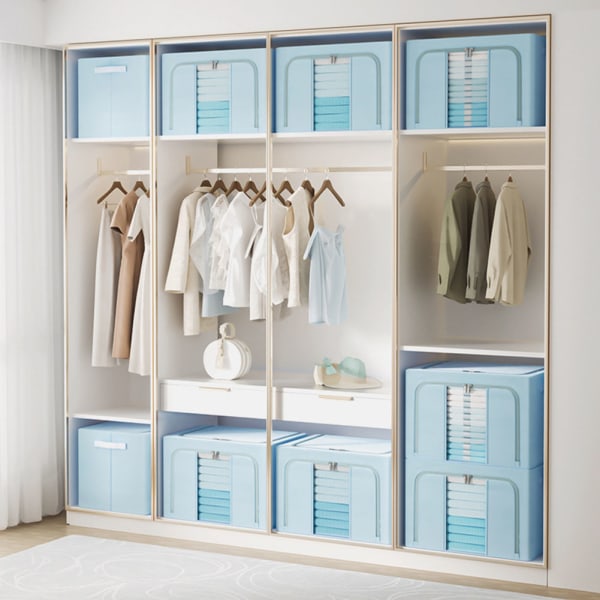 Tekstil Oppbevaringsboks Stor Kapasitet Garderobe Organizer med Dobbel Glidelås for Hjem Light Grey 24L