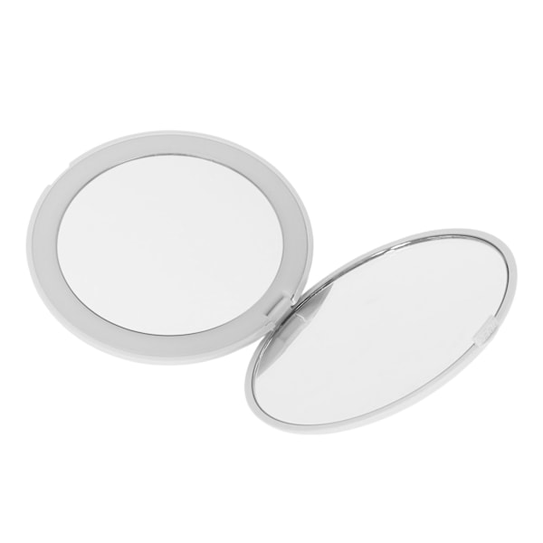 3,5\" LED Makeup Spejl Bærbart 1X 2X Forstørrelse 6500K Sammenklappeligt Håndholdt Dobbeltsidet Belyst Spejl til Rejser Hvid