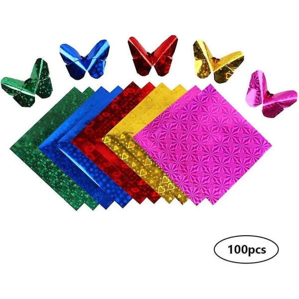 100 ark origamipapper glittereffekt 15x15cm Diy