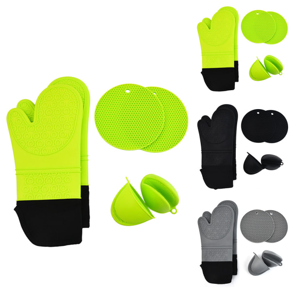 6-in-1-uunikintat ja uunikintat Set Hot Pads -uunikintat green 6pcs