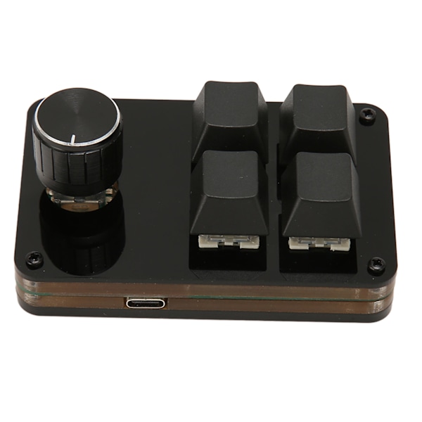 Mini 4-knapps tangentbord med ratt, anpassningsbart makroprogram, hot-swappable tangentbord, separat kabel, mekaniskt tangentbord med blå brytare