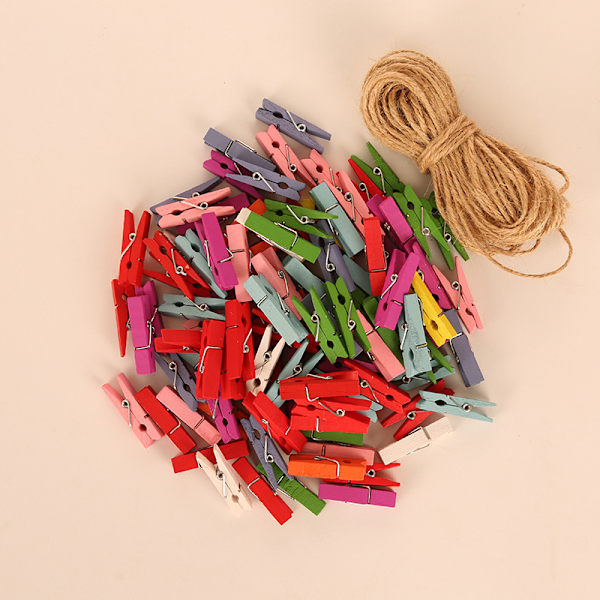 50 stk. Fotoklemmer Mini Farvede Plastklemmer til Lysstrenge Fairy Lights Fotopapirpinde Pinklemmer som Julegaver