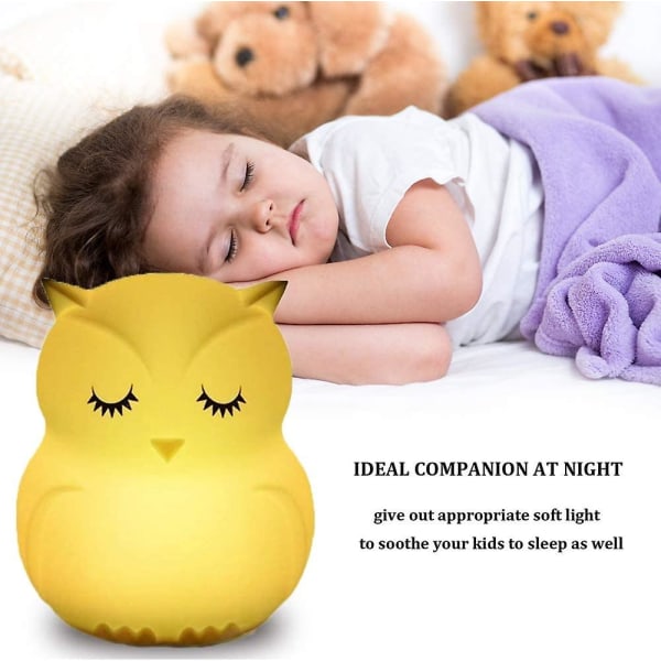 Uppladdningsbar Baby Led Owl Night Light - Touch Sensor & Fjärrkontroll, 9 färgglada växlande lägen - Perfekt för baby , barnkammare, dekorativ lampa