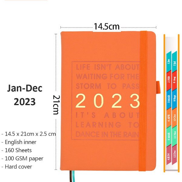 2023 Planlegger, 2023 Planlegger Agenda for 12 måneder, Planlegger for orange